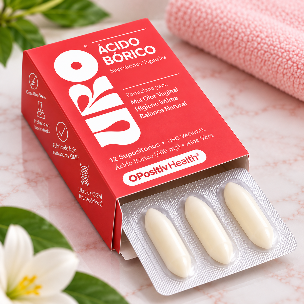 ÁCIDO BÓRICO 600 MG CON ALOE VERA – SUPOSITORIOS PARA EL CUIDADO ÍNTIMO FEMENINO