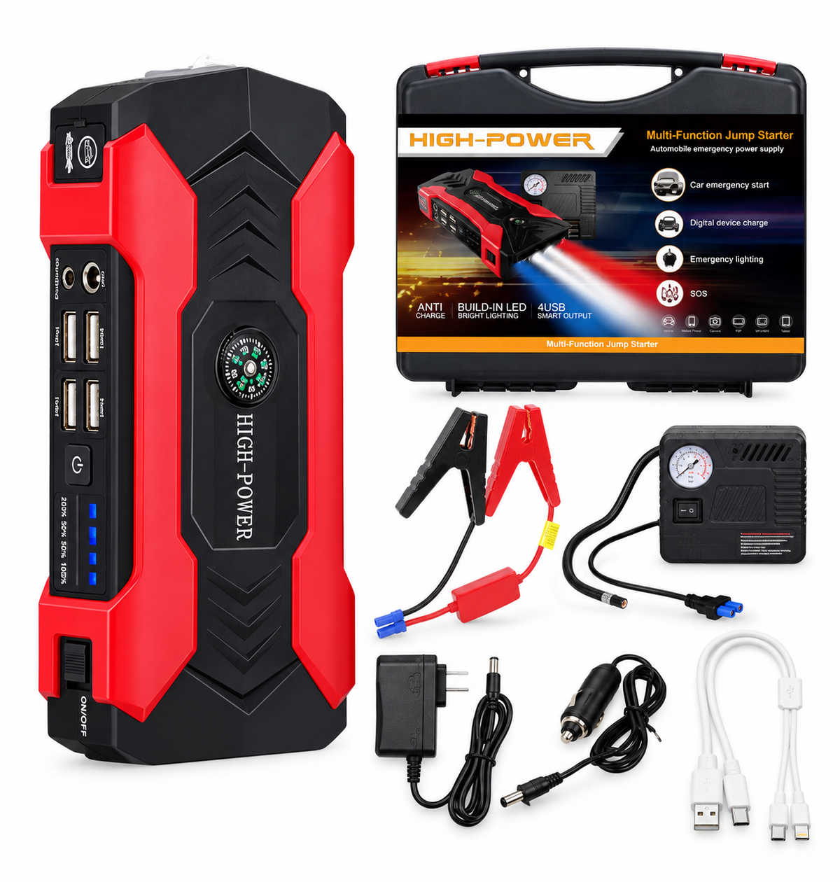 ARRANCADOR PORTÁTIL MULTIFUNCIÓN PARA VEHÍCULOS | JUMP STARTER + POWER BANK