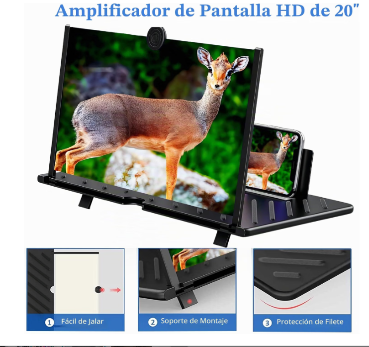 AMPLIFICADOR DE PANTALLA PARA CELULAR – EXPERIENCIA VISUAL MÁS GRANDE Y CÓMODA